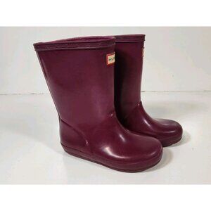 Hunter Original Kids First Gloss Classic Rain Boots Boys 10/Girls 11 Purple Plum